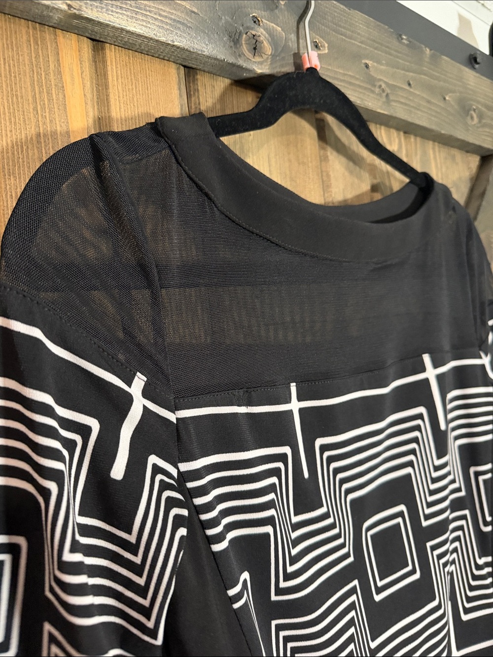Joseph Ribkoff Black and White Geometric Long Sleeve Dress - Picture 3 of 5
